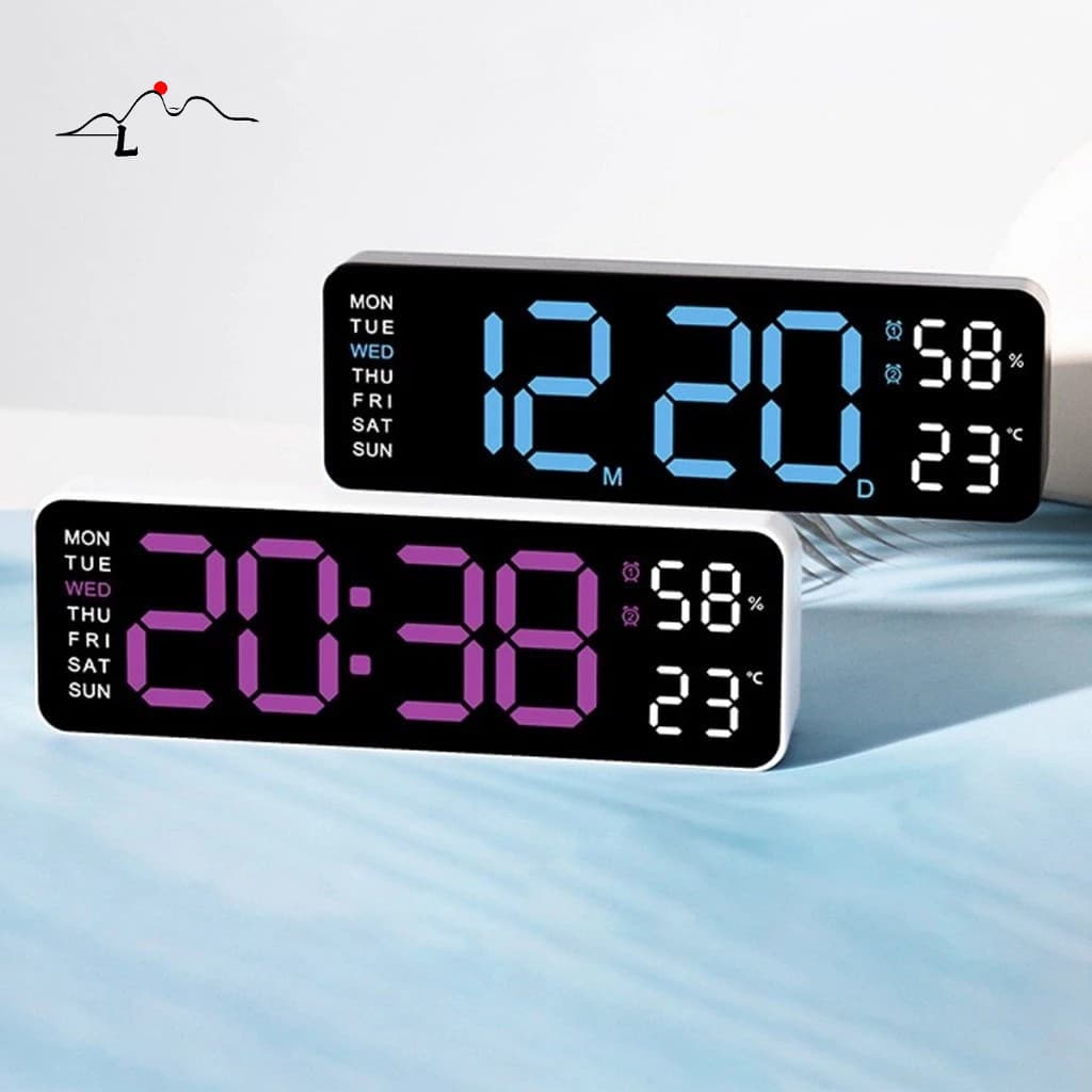 Relógio Digital LED Despertador Mesa Parede Data Temperatura Soneca Luz Noturna USB Grande Bivolt