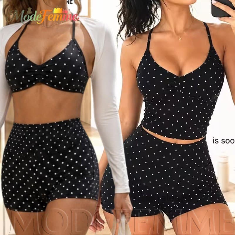 [À Venda] Shorts Esportivos Retrô – Respirável , Alta Elasticidade Fato De Treino De Ioga Roupa Preta E Branca Com Bolin