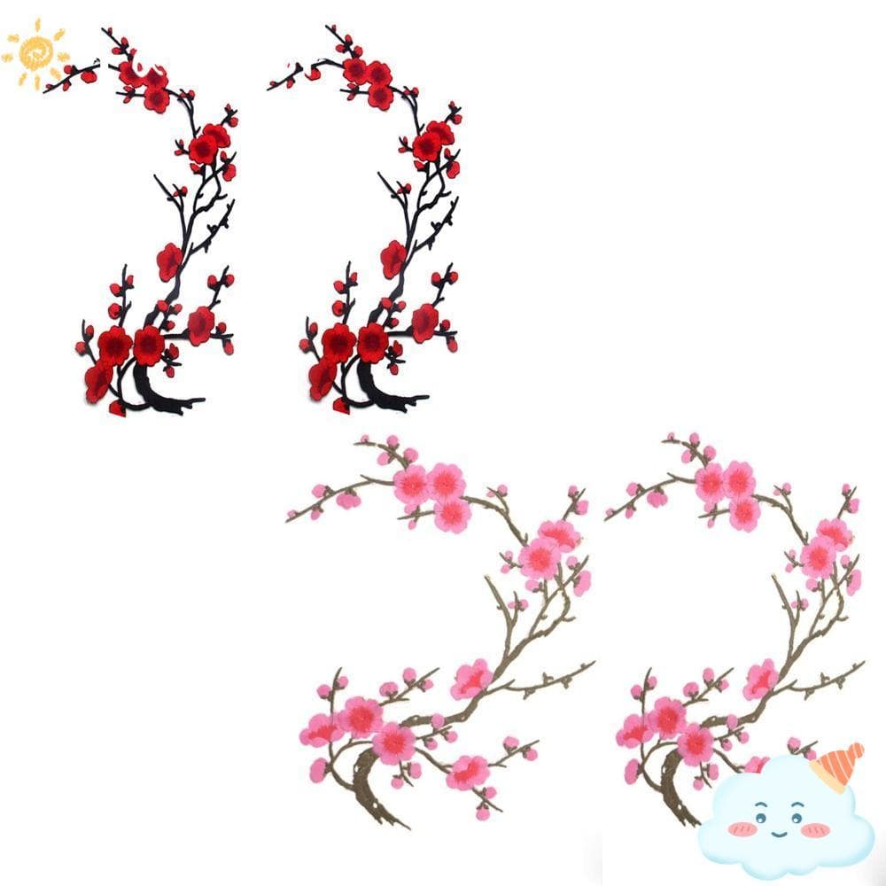 Remendos De Flores De Chuva , Decorativos Rosa Vermelho , Apliques Plantas De Poliéster Para Jeans