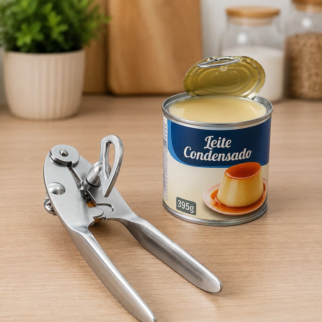Abridor de Lata Zinco Manual Inox Cabo Ergonômico Fácil Abertura Cozinha Uso Domestico
