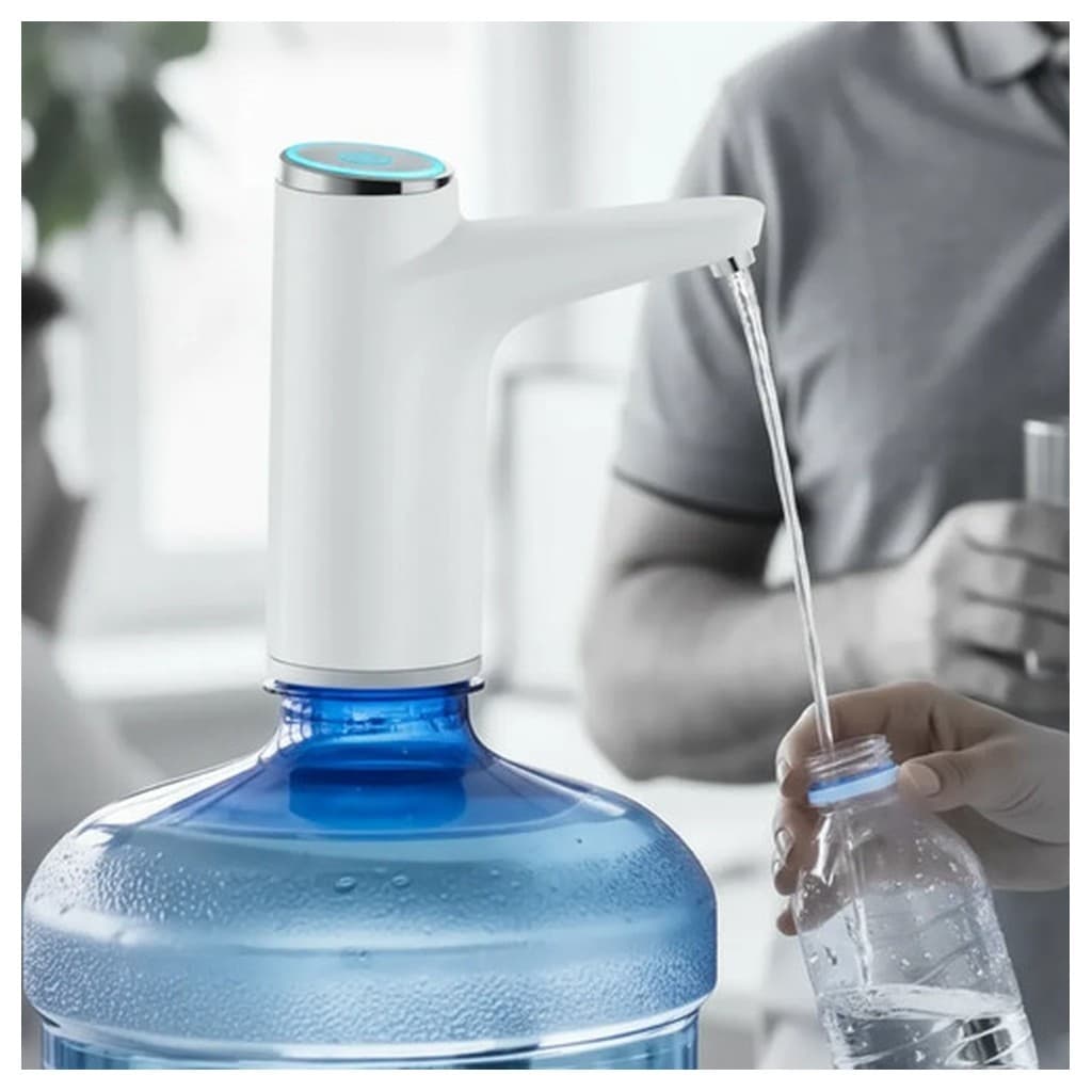 Bomba D'água Recarregável Para Galão 20L Sensor Touch USB Elétrica Automática UBS Branco