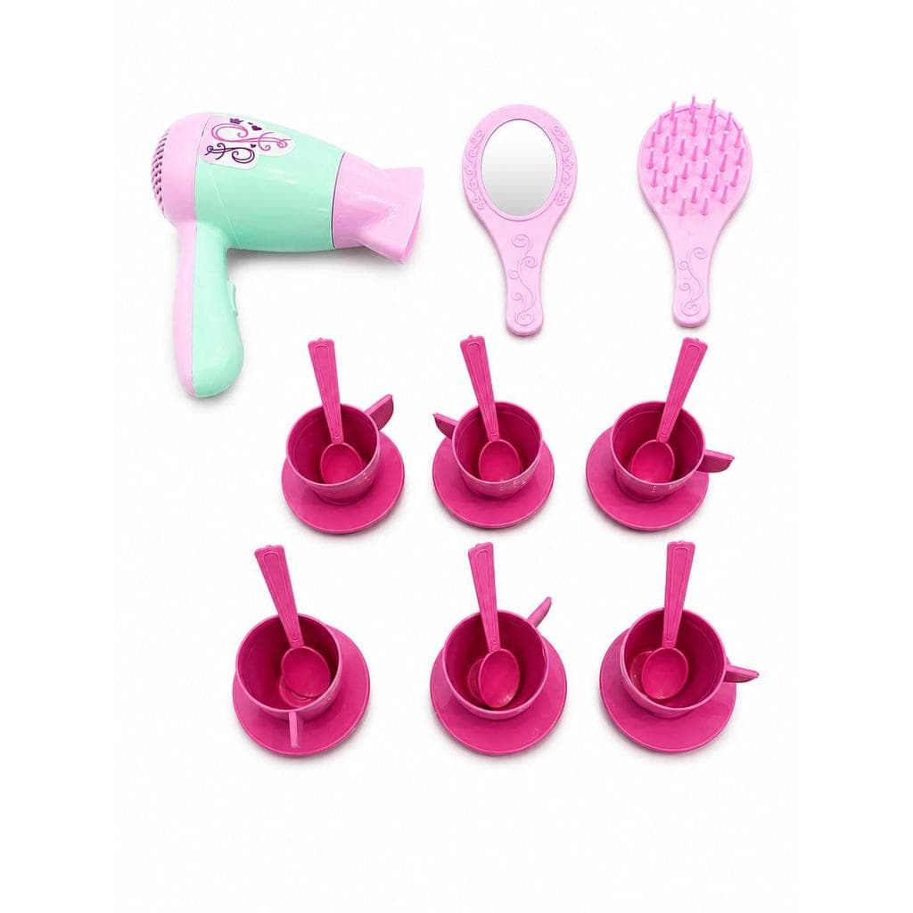 Brinquedo PARA MENINAS Kit Beleza e Chá de Princesa com Secador, Espelho, Escova e Xícaras