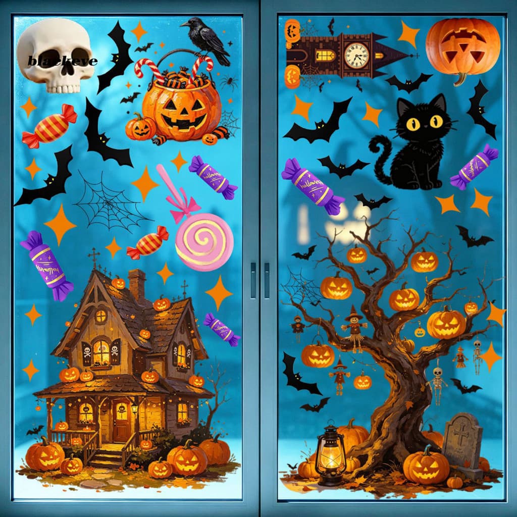 BL-Presentes Criativos De Feriado Para Amigos , Adesivos Removíveis Janela De Halloween Vidro