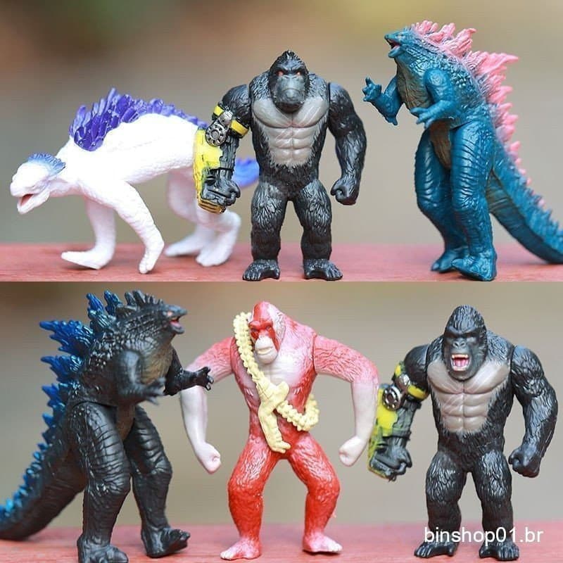 Godzilla 6PCS/Set Anime Figura King Kong Dinossauros Ação Primitiva Super Gorila Figurino Modelo Colecionável Brinquedos