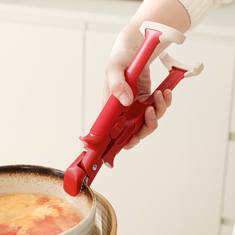 Pinça anti-queimadura para tigelas, pinça de silicone dois em um para pratos e tigelas, pinça antiderrapante de dupla fu