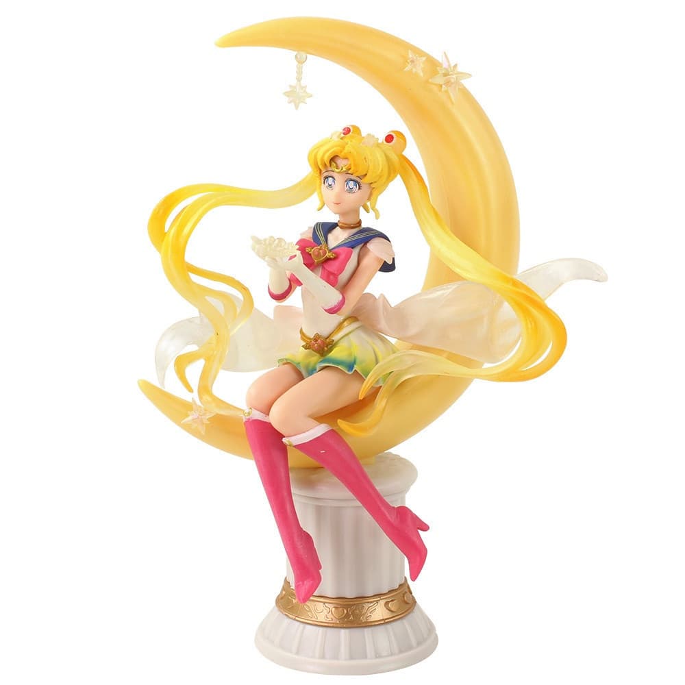 20cm Anime Sailor Moon Moon Hare Luna Lua sentada Figura de ação Decoração de bolo Coleção Modelo Boneca Presente infant