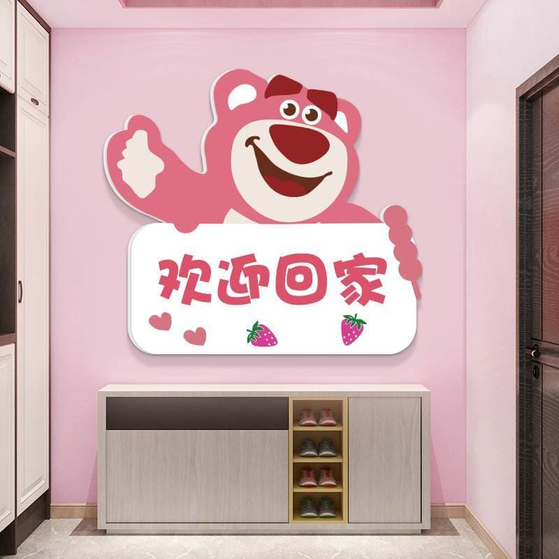 Morango urso bem-vindo casa porta adesivos influenciador ins estilo menina quarto princesa decoração da parede adesivos