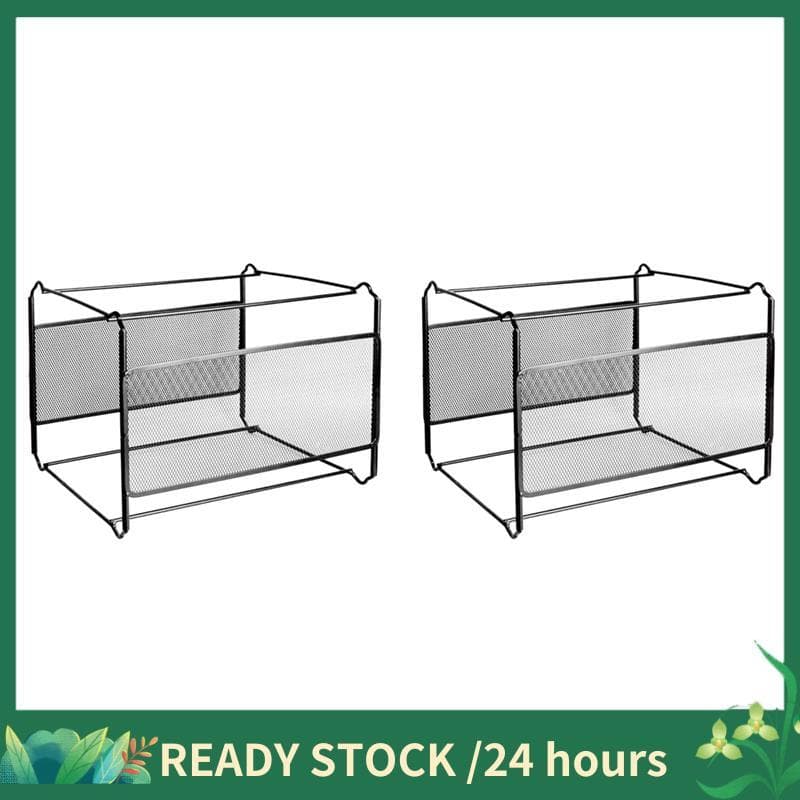 2X A4 Malha Metal Arquivo Organizador Caixa Pendurado Pasta De Suporte De Armazenamento De Mesa Prateleira Titular Para