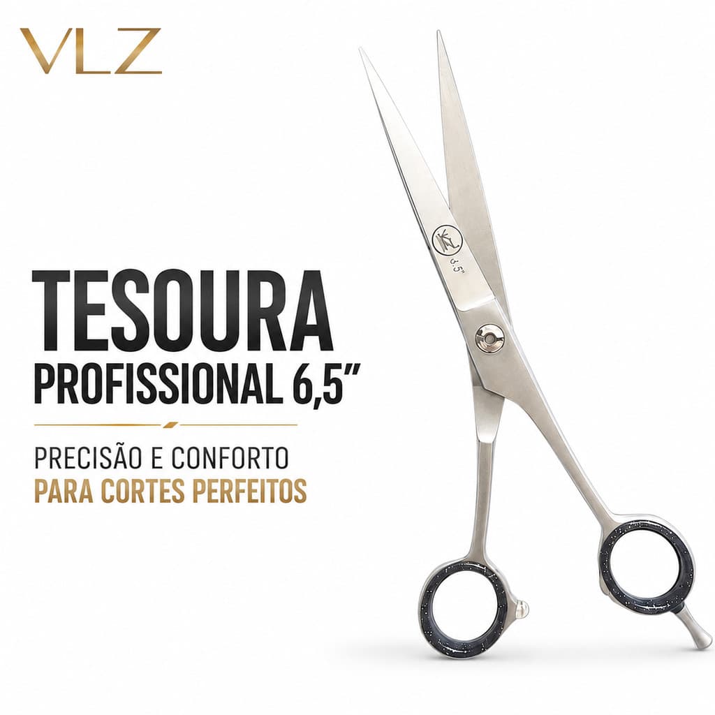 Tesoura Profissional VLZ 6,5 Aço Inox Corte Cabelo