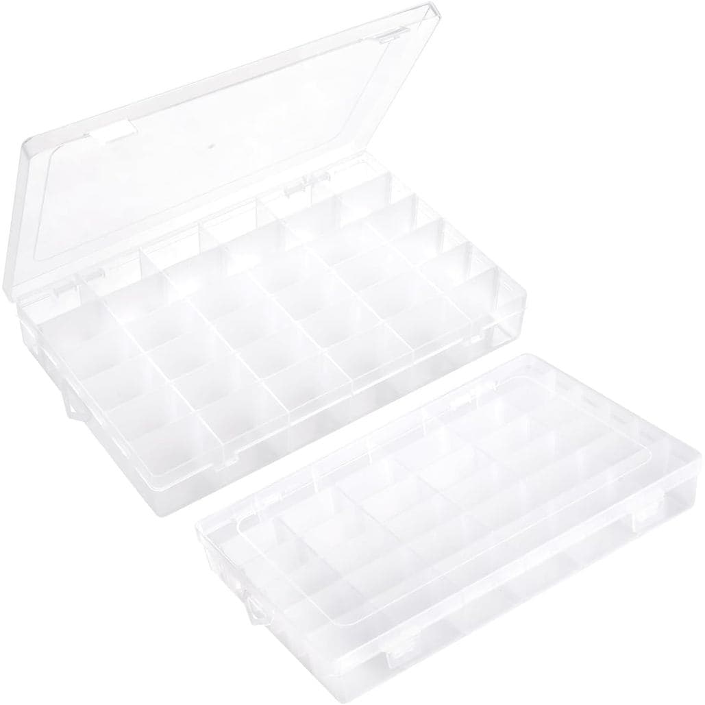 2 Peças de Caixa de Armazenamento Plástica Transparente - Caixa de Armazenamento Retangular, Adequada para Miçangas, Par