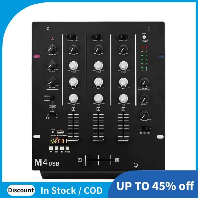 DJ Mixer De 3 Canais Com Interface De Áudio Integrada Bandas Para Barra De Palco KTV Console De Mixagem De Disco De Dese