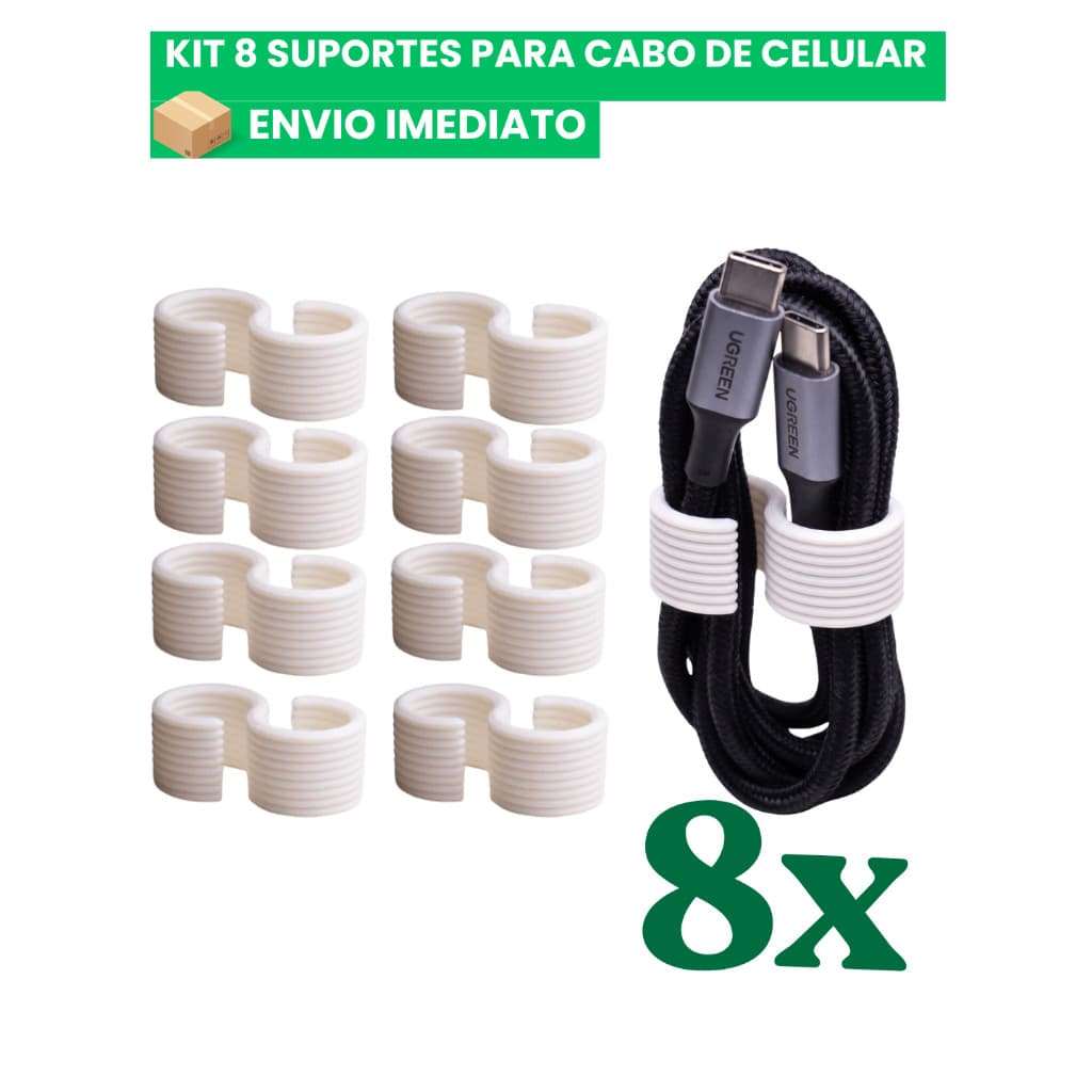 KIT ORGANIZADOR CABO DE CELULAR / ORGANIZADOR DE CABOS / PRENDEDOR DE CABO PARA CELULAR