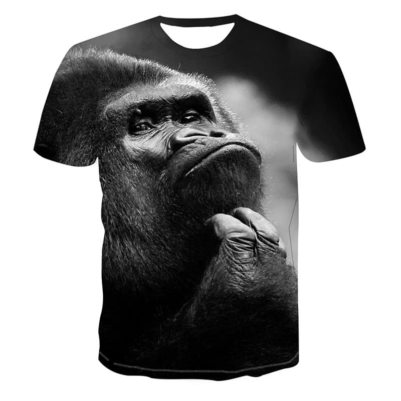 Moda Masculina Rua Hip Hop Impresso Camisetas Oversized O-Pescoço Manga Curta Topos Verão Engraçado Gorila Macaco Animal