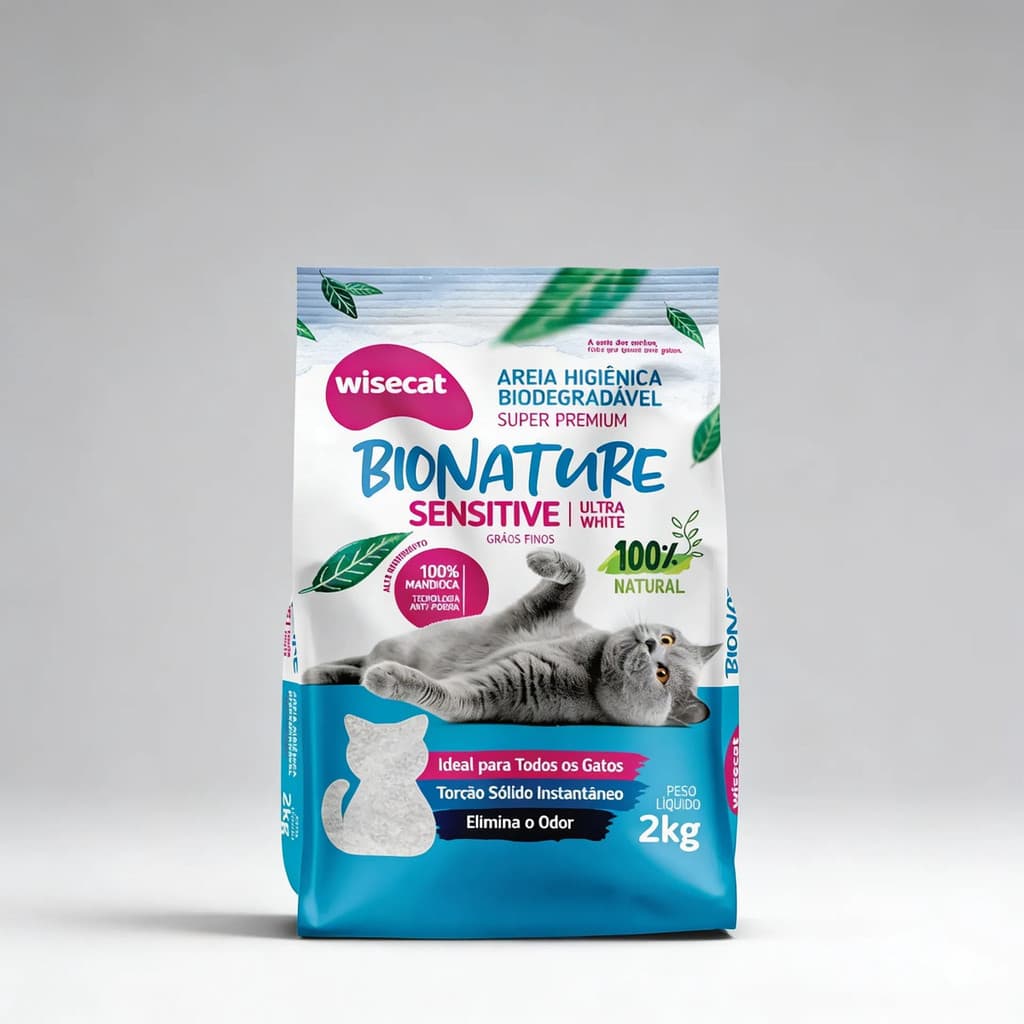 Areia Higiênica Bionature Sensitive Mandioca Fina 2kg