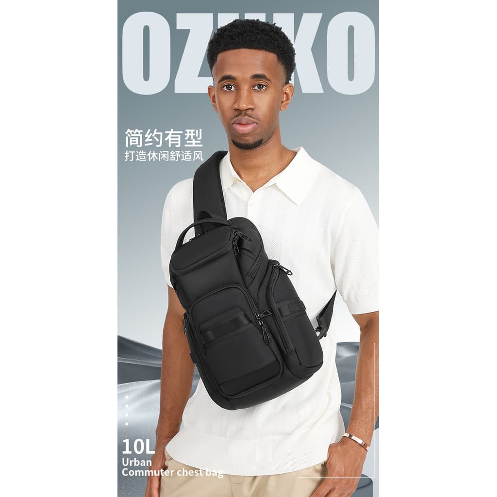 OZUKO Oxford pano saco de peito à prova dwaterproof água saco do mensageiro masculino High-End sentimento grande capacid
