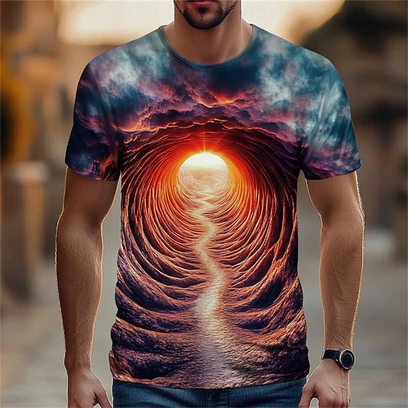 Nova Camiseta Masculina Náutica De Manga Curta 3D Impresso Estilo Rua Em Torno Do Pescoço Camisa Todas As Estações Festa
