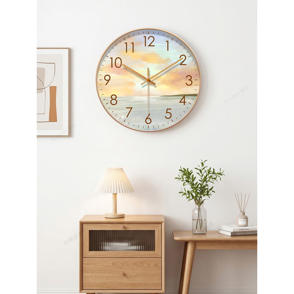 Nordic simples onda de rádio relógio parede sala estar quarto mudo 2026 novo estilo relógio quartzo quadro dourado decor