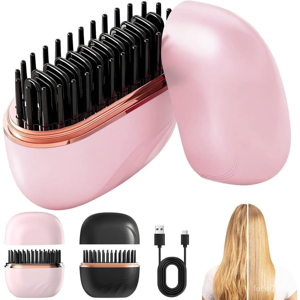 Mini Alisador de Cabelo, Sem Fio e Recarregável, Escova Alisadora Portátil com 3 Configurações de Temperatura, Aquecimen