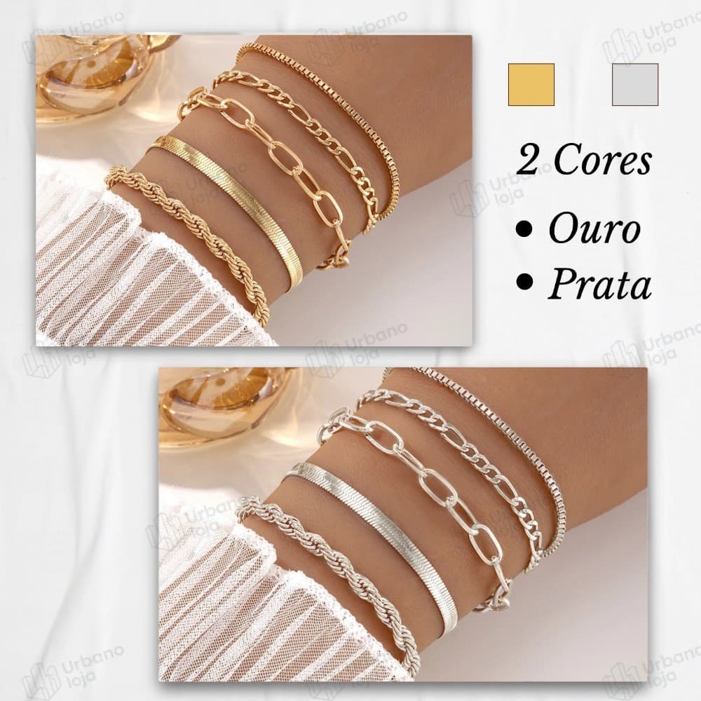 5 Pulseiras Hipoalergênicas De Aço Inoxidável Que Não Mancham E São À Prova D'água-UR