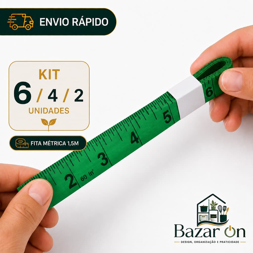 Kit 6/4/2 Fita Metrica Multiuso 1,5m Dupla Face Cm E Polegada Costura Corporal Alfaiate Trena Corpo