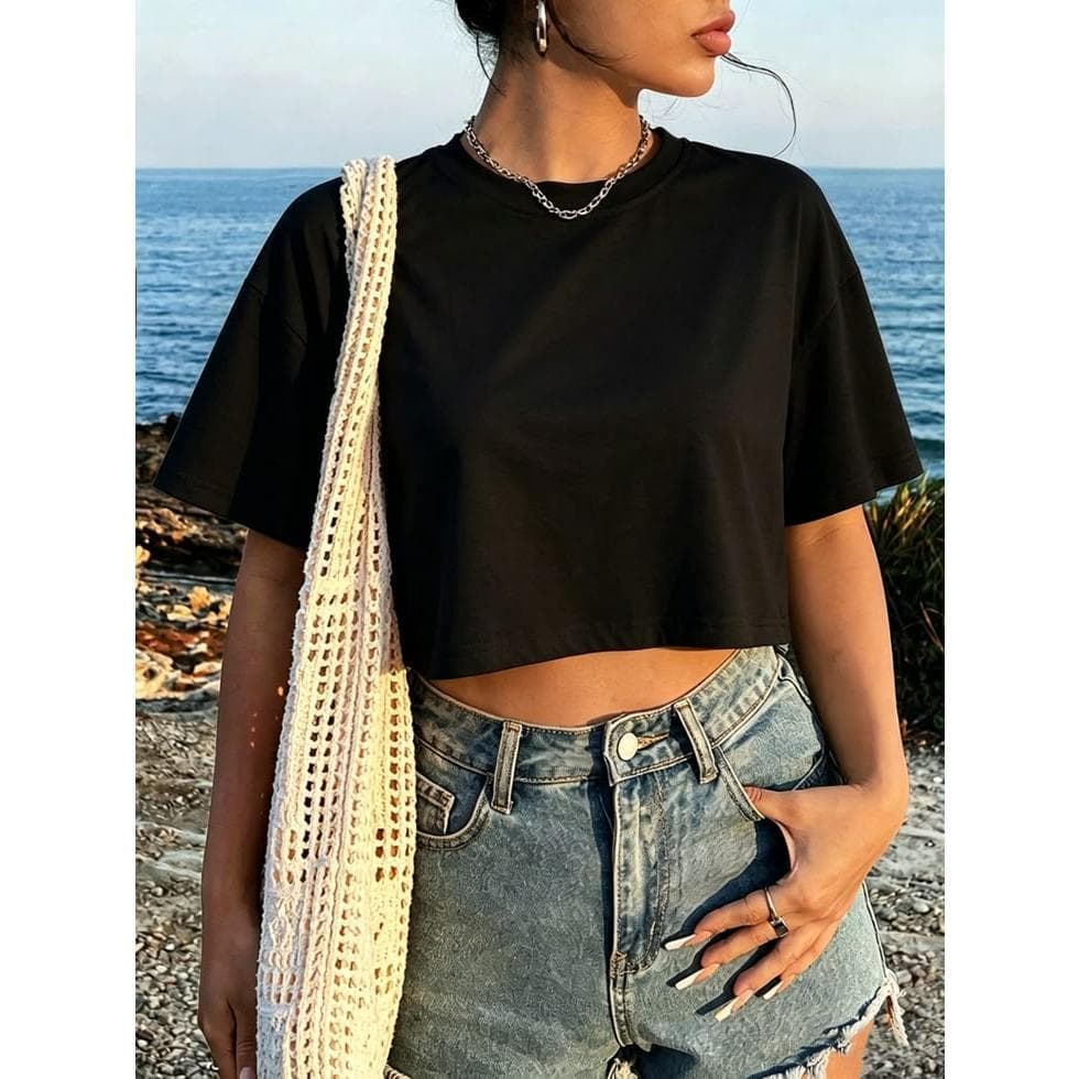 Cropped Feminino Oversize Tradicional Basico Liso
