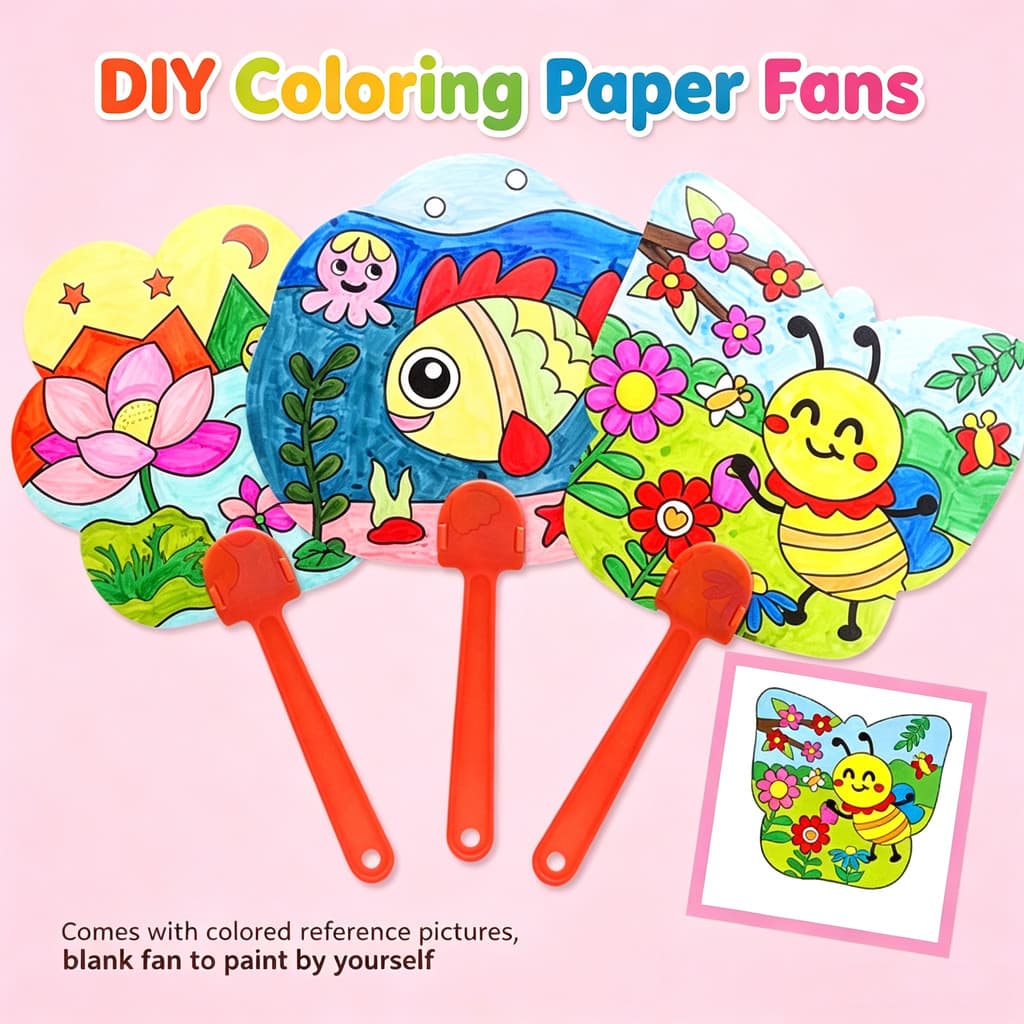 Crianças DIY Em Branco Ventilador De Papel Para Colorir Pintura À Mão Graffiti Fã Atividade Do Jardim De Infância Presen