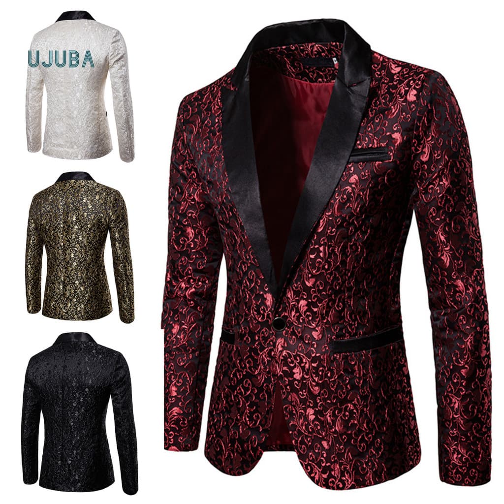 Ujb Blazer Masculino Manga Regular Bonito Lapela