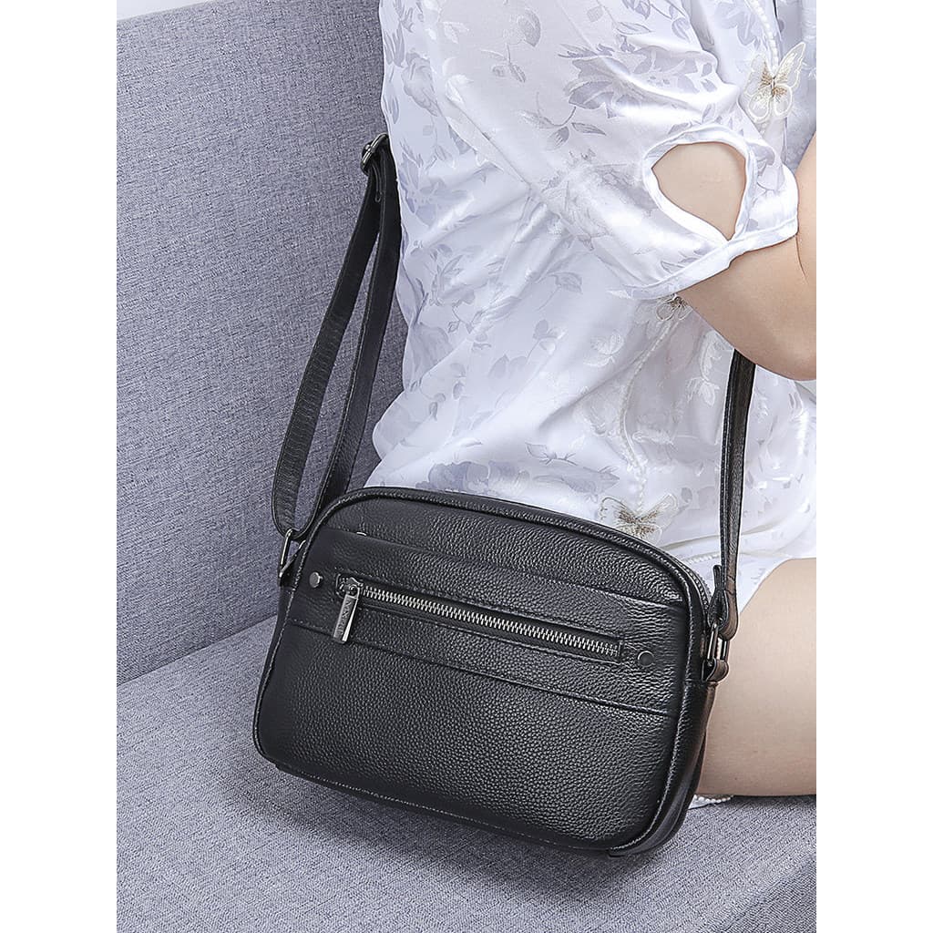 Bolsa feminina de couro genuíno, bolsa mensageiro 2026, novo estilo, couro macio, primeira camada, moda feminina de meia
