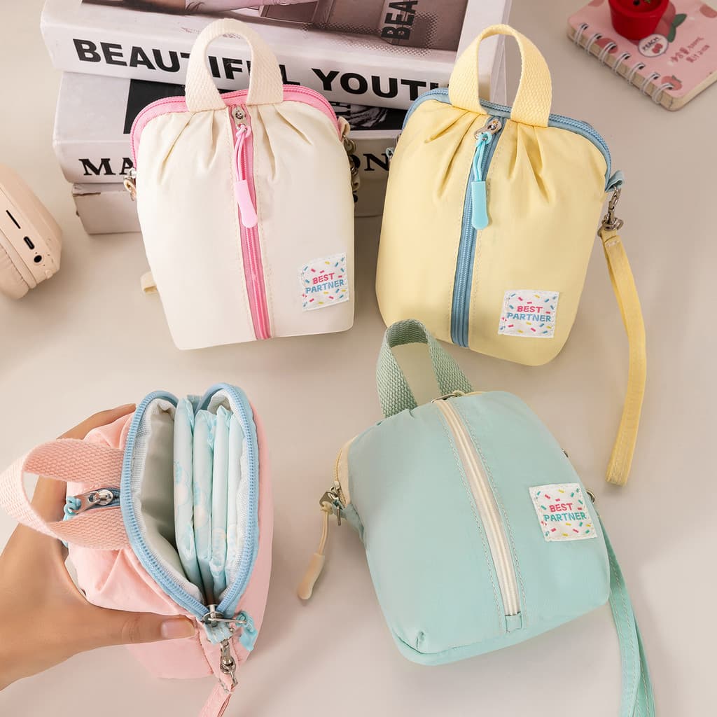 Armazenamento de guardanapo sanitário dobrável portátil Bolsa Mini portátil Bolsa de armazenamento de chave de batom