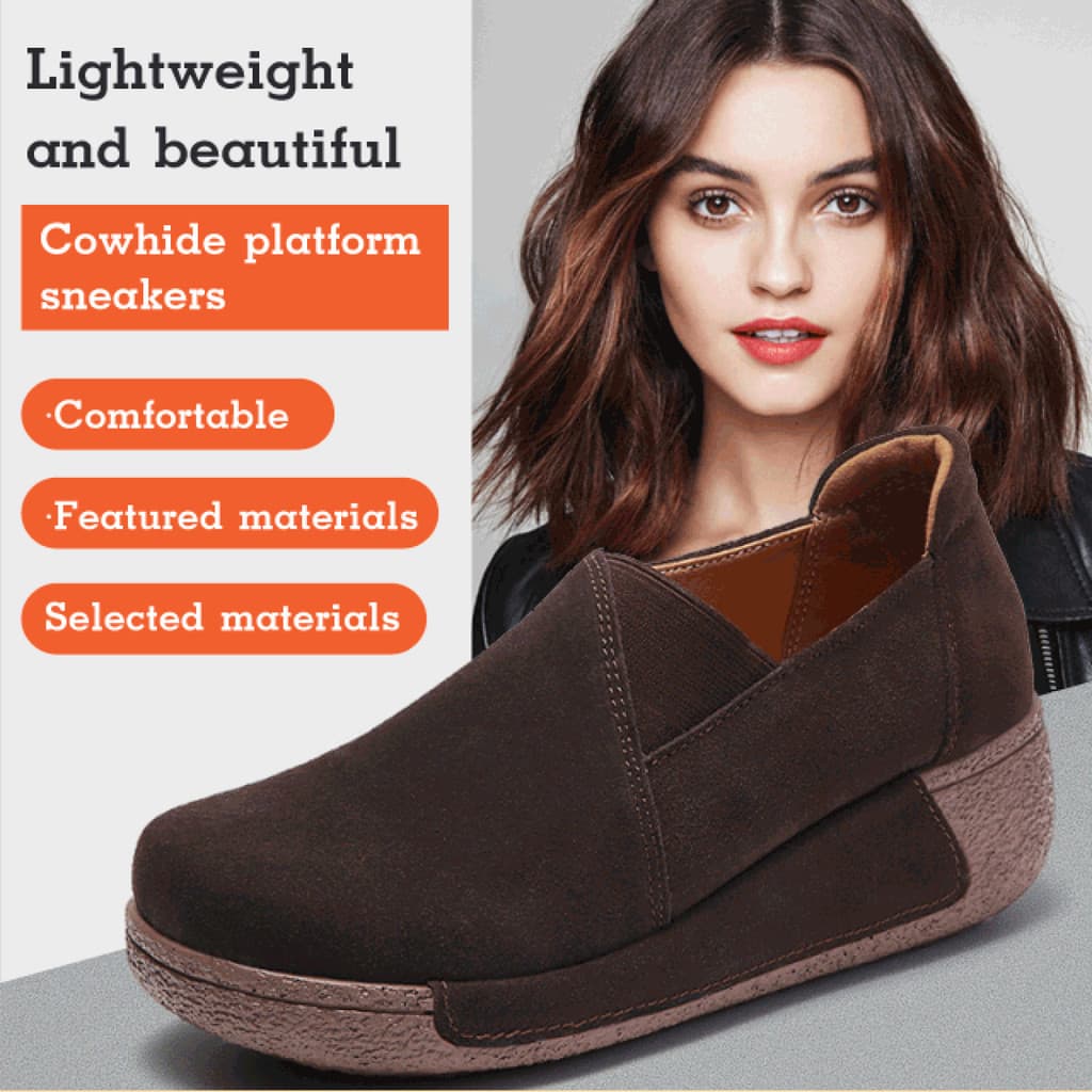 [Conforto Diário] Sola Antiderrapante/Sapatos Femininos de Couro/Plataforma/Tênis Casual/Mãe
