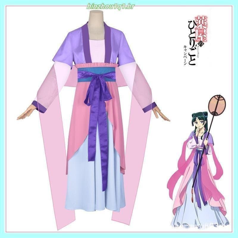 Fantasia de Cosplay Maomao de Anime The Apothecary Diaries, Vestido Rosa e Roxo, Peruca, Kusuriya No Hitorigoto, Hallowe