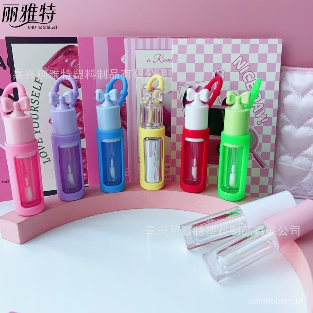 Tubo de gloss labial em estoque com capa protetora de silicone, embalagem de 2,5ml para óleo labial, gloss labial, gelei