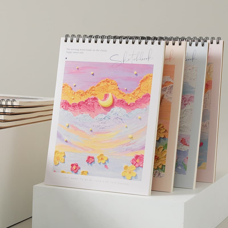 Caderno de Desenho A4 com Espiral, Livro de Desenho em Branco, Papel Artístico de Alta Qualidade para Desenho Manual de