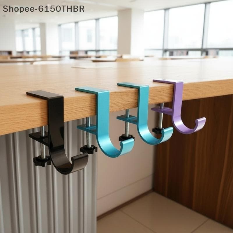 [VJ] Gancho De Borda De Mesa Ajustável Sem Perfuração Cabide De Bolsa Removível Para Casaco Guarda-Chuva Trabalhador De