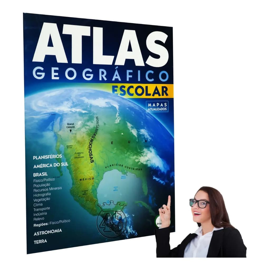 Livro Atlas Geografico Escolar Mapa Politico Planisferios Geografia