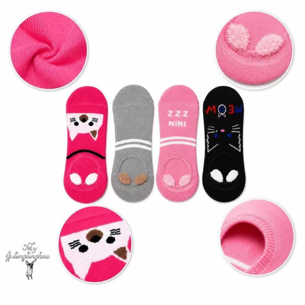 KIT com 12 Pares Meias Sapatilha Feminina Invisível Estampada Bichinho tam:34-40 meia adulto/2200