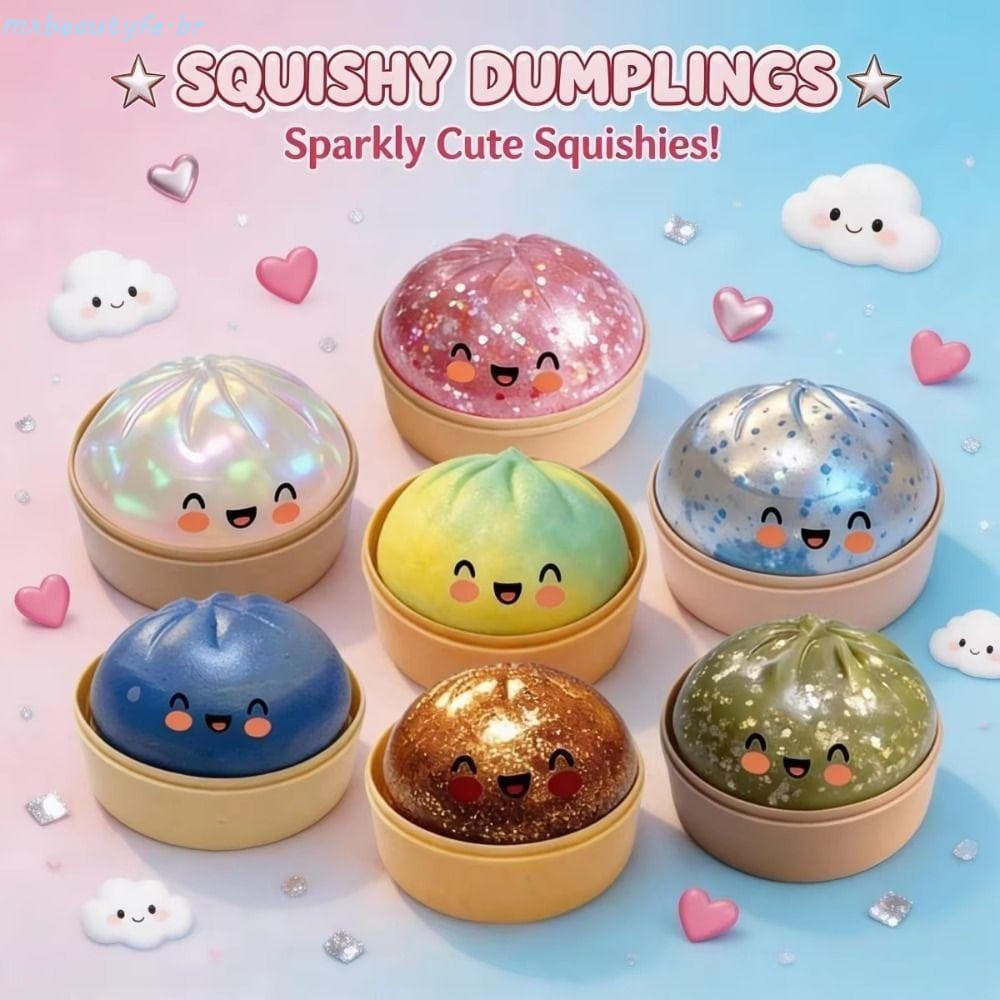 MXBEAUTYFE Dumpling Squishes , Bolas Sensoriais De Pão Em Forma De Bolinho , Brinquedo Mole Macio E Brilhante Bonito