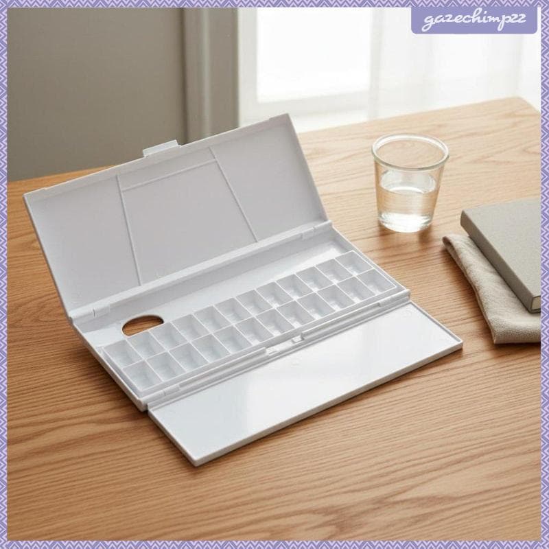 [Gazechimp] Paleta De Pintura De Três Painéis , Leve , Dobrável , Bandeja De Compartimento , Caixa De Aquarela Portátil