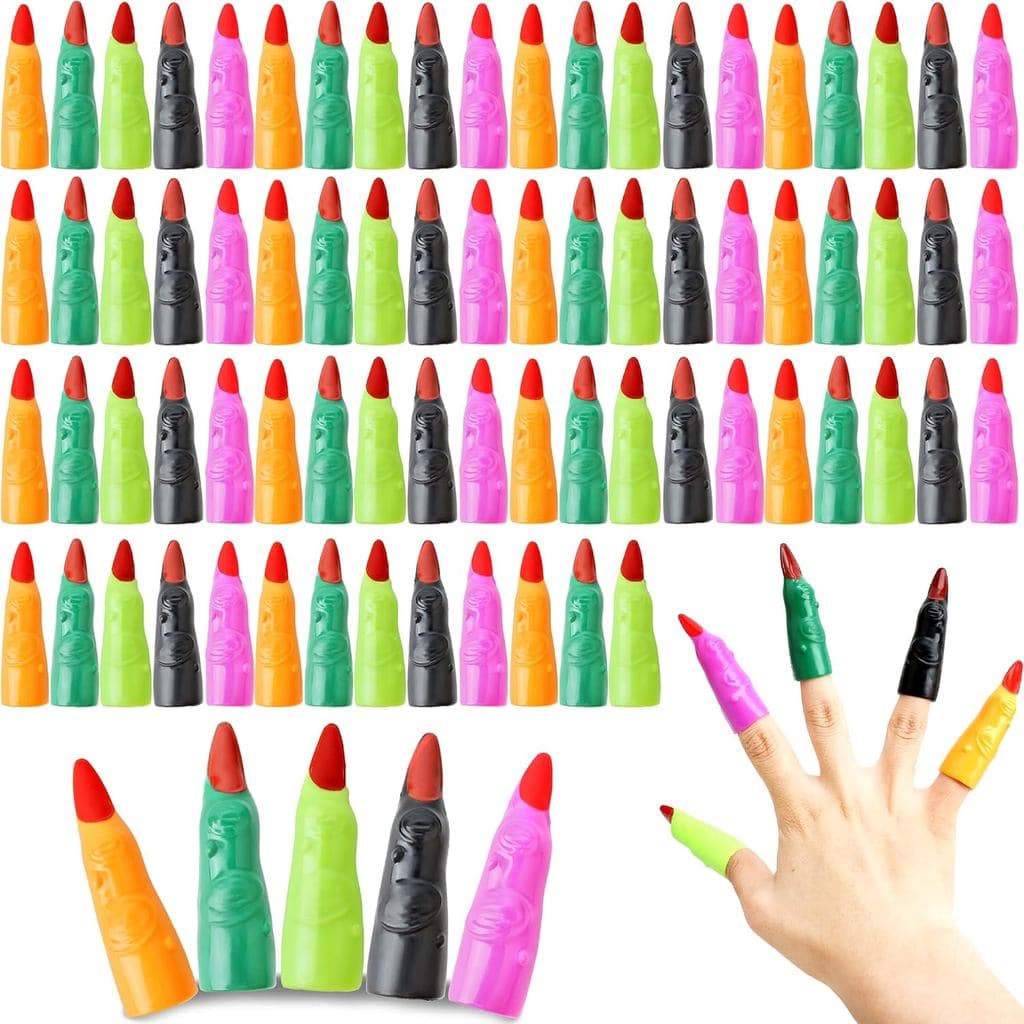 80 Peças de Dedos de Bruxa Coloridos de Plástico, Ponteiros de Dedo para Fantasias de Bruxa de Halloween, Cosplay, Másca