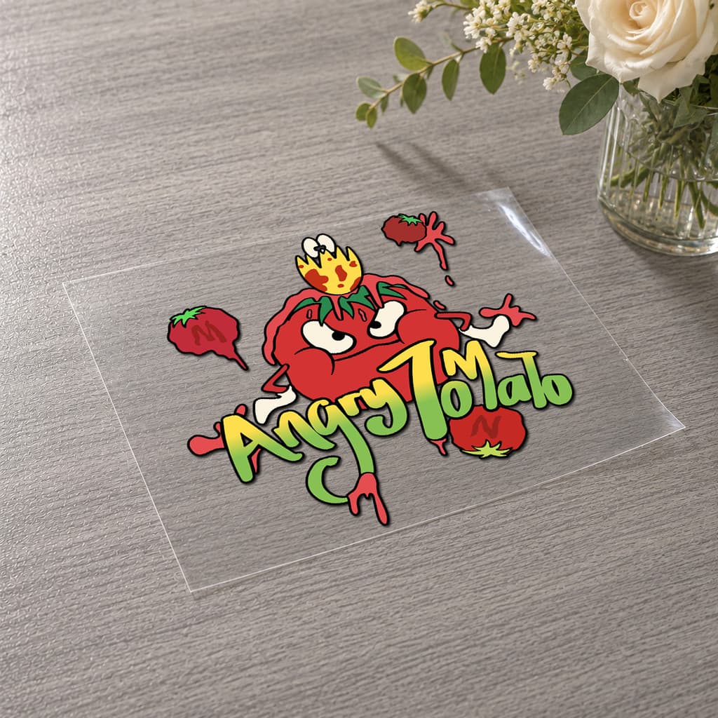 Novo Tomate Irritado Impressão Fria Adesivos Lavável Moda Decorativos DIY Plástico Garrafas De Cerâmica Bagagem Tamanhos
