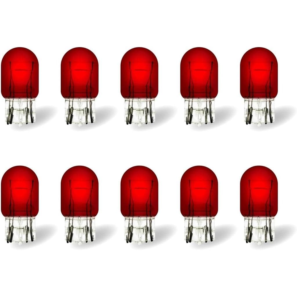 Lâmpada Vermelha 7443, Pacote com 10, Lâmpada Miniatura T20 para Luz de Freio Automotiva, Luz de Sinalização, Substituiç