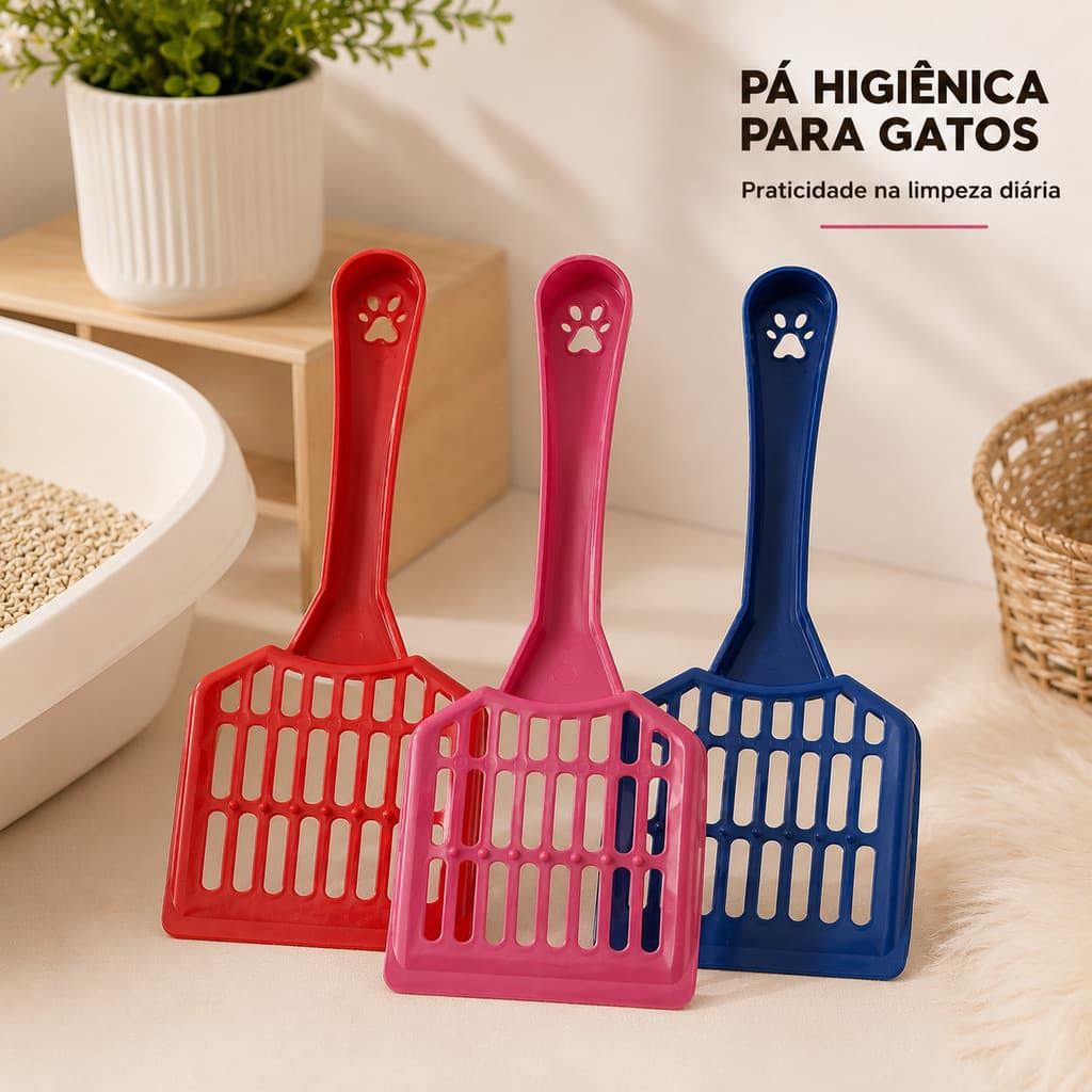 Pá Higiênica para Gatos Peneira de Areia Coletora de Fezes para Caixa Sanitária Pet Resistente