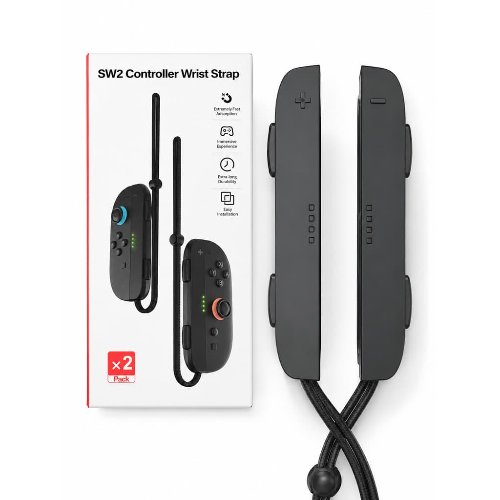 Kit 2 Pulseiras Para Nintendo Switch 2 Joy-Con 2 Alça De Segurança Strap Ajustável