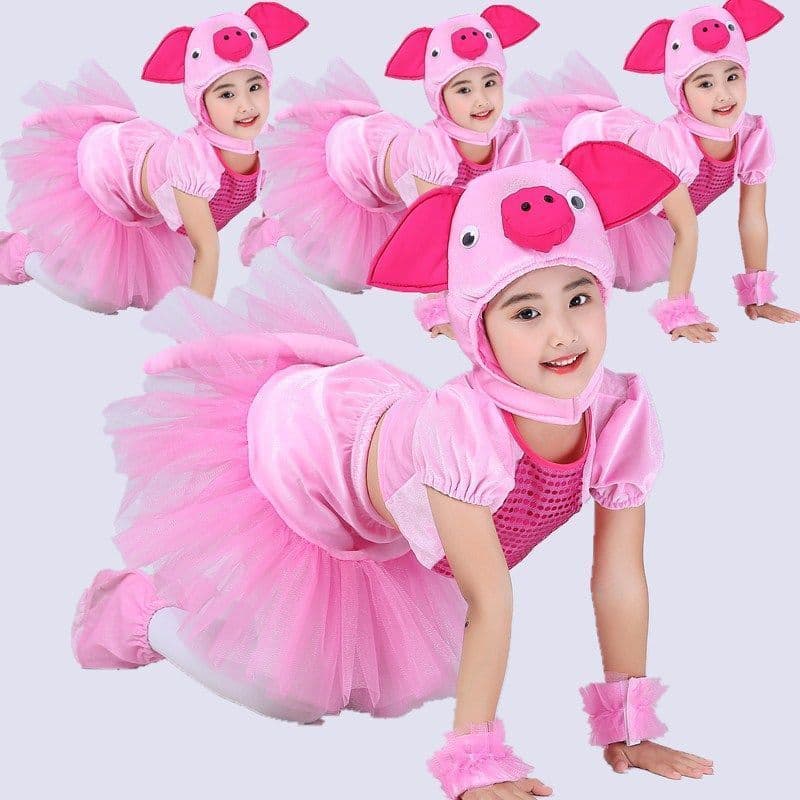 Crianças pequeno porco jardim de infância três porquinhos bonito porco dança traje pequeno porco saia Animal traje
