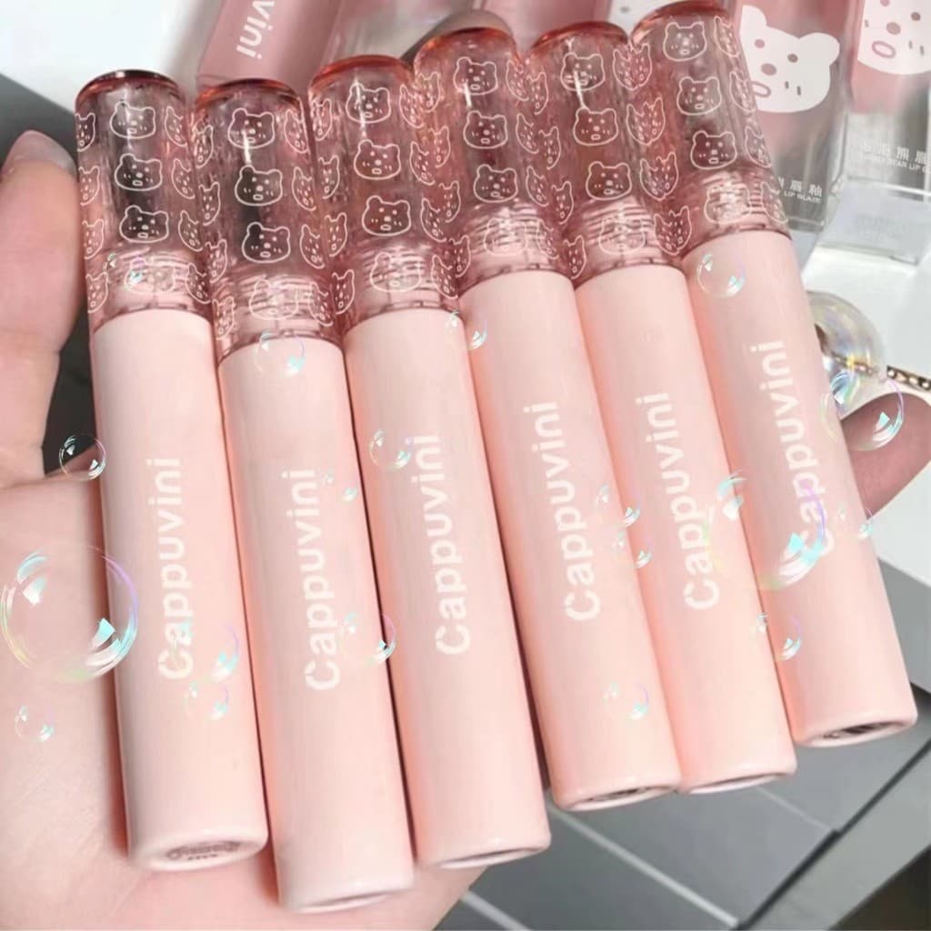 Cappuvini Bubble Lip Glaze - Batom Acessível, Iluminador, de Aparência Natural, com Efeito de Lábios Volumosos, Brilhant