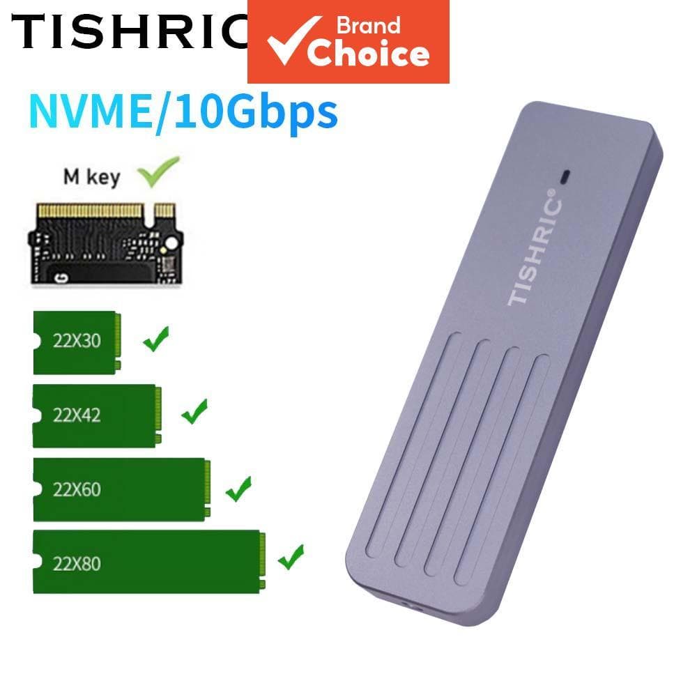 TISHRIC 2230 2240 2260 2280 SSD M.2 NVME Enclosure USB 3.0 para Tipo C M-key externo, 10 Gbps, suporte até 5 TB
