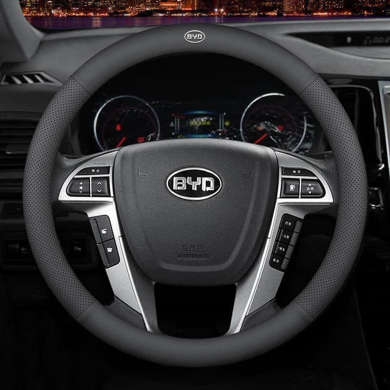Capa para Volante de Carro em Couro Microfibra, Protetor de Volante Respirável e Antiderrapante de 38Cm para BYD ATTO 3