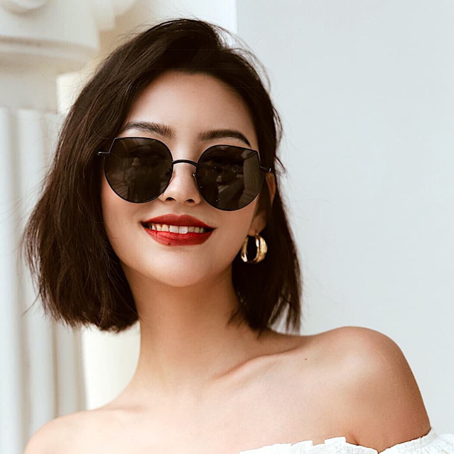 Óculos de sol preto feminino rosto pequeno Retro estilo Hong Kong ins rua tiro óculos moda óculos de sol feminino Influ
