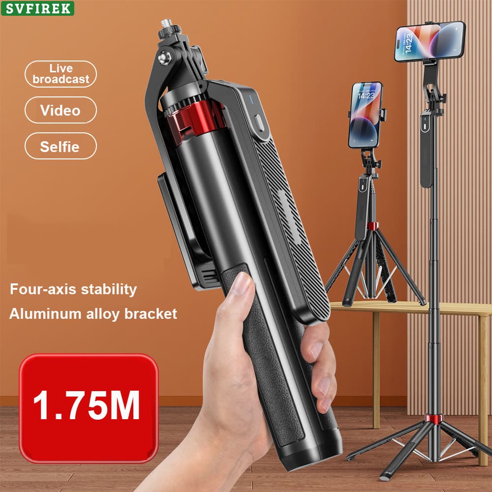 4 Em 1 Multifuncional Selfie Vara Suporte De Transmissão Ao Vivo Do Telefone Móvel Liga Alumínio Quadripé Portátil Bluet