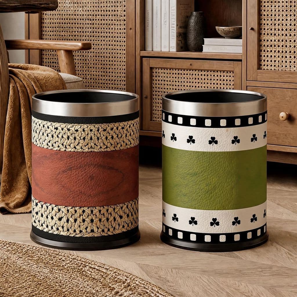 Lixeira retrô americana, bolsa verde para Hotel, banheiro, b e b, banheiro dedicado, cesta de lixo pequena de alta quali